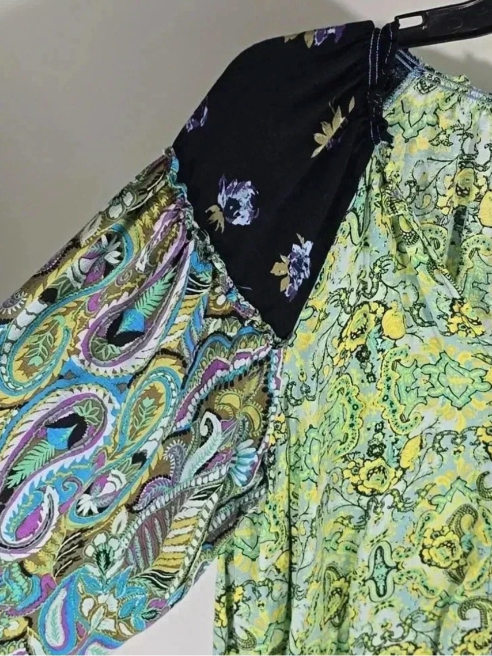 Free People Gemini top green Multicolor Paisley Blouse XS - Picture 7 of 11